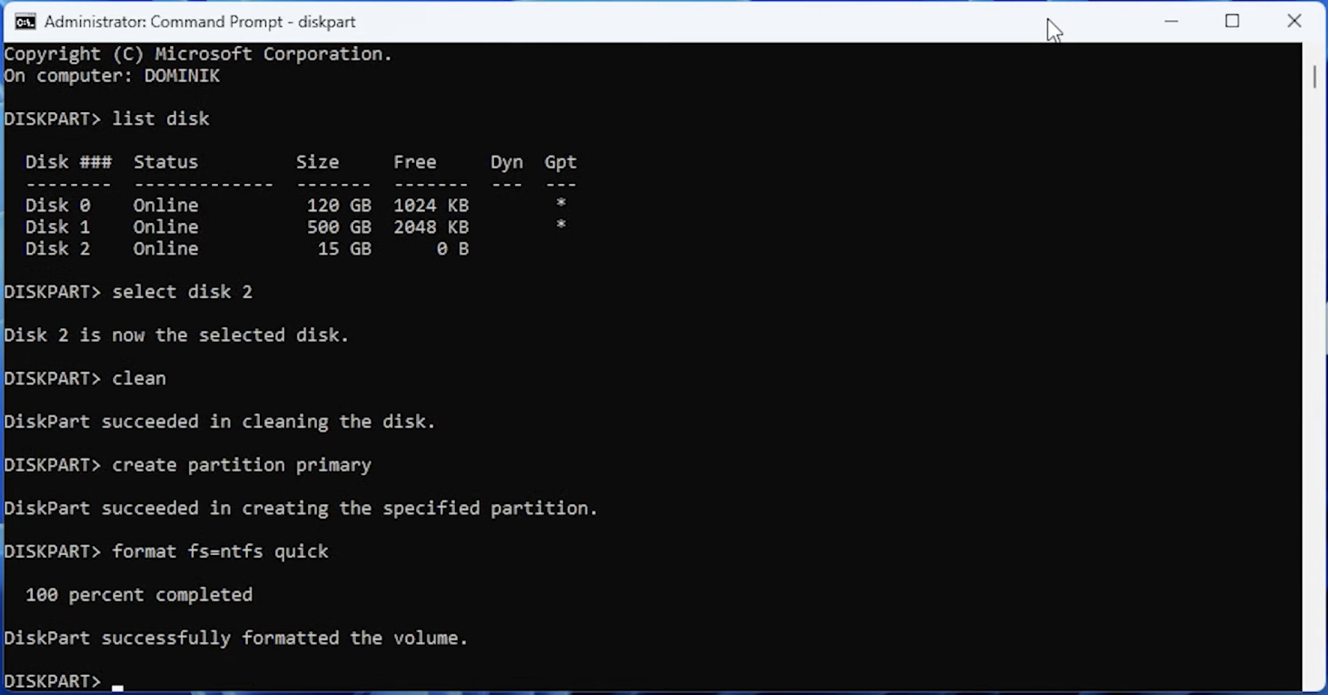 Format the partition